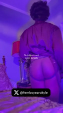 Black Femboy Ezra_Kyle25 stripteases in purple lingerie part 2